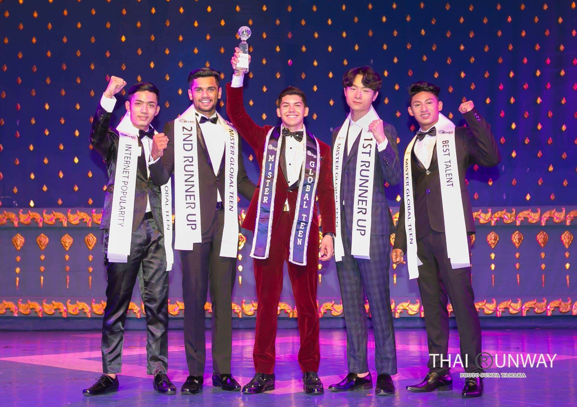 Raj Khadka winning the best talent award top 5 finalists in 3rd Mister Global Teen at Thailand